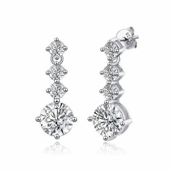 Certified 2.6ct. t.w. Moissanite Diamond Drop Earrings NEW - Picture 9 of 14